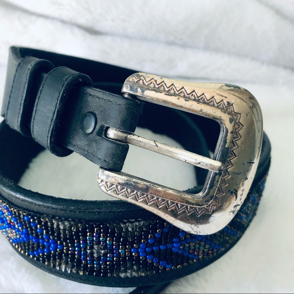 Justin Boots > Black Leather Aztec Beaded Western Belt > 30 - Picture 4 of 12
